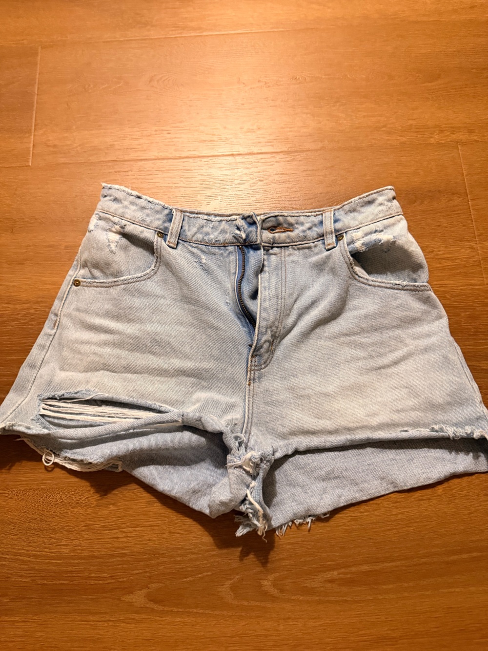 ROLLA'S Light Blue Distressed High-Waist Denim Shorts